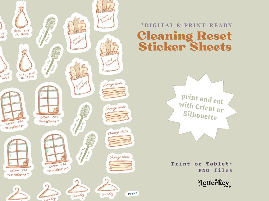 Cleaning Schedule Stickers / Printable / Digital Stickers / Bujo ...