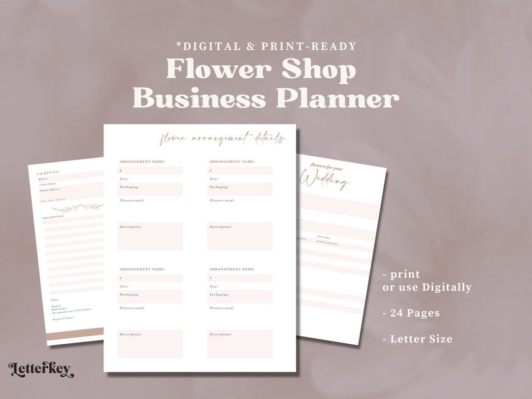 Flower Shop Planner / Floral Business / Order Form / Invoice ...