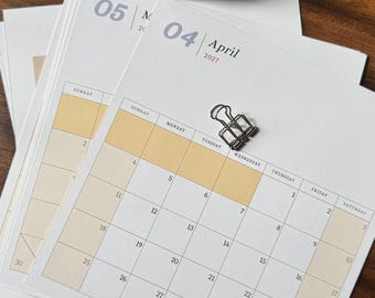 2027 Digital Calendar Monthly Vintage Illustrations