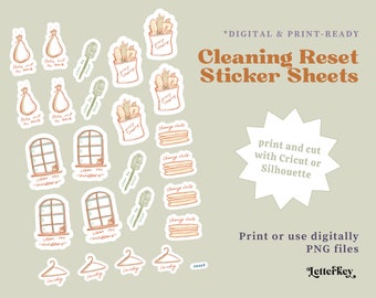 Cleaning Schedule Stickers / Printable / Digital Stickers / Bujo Journal Bullet Journal Clip Art