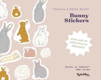 Adesivi coniglietto, adesivi stampabili, digitali, clipart Bujo Journal Bullet Journal