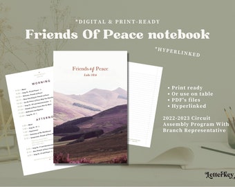 Friends of Peace JW Assembly, Notebook Jw gifts, Digital Download, Printable