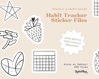 Adesivi Habit Tracker / Confezione / Stampabili / Adesivi digitali / Bujo Journal Bullet Journal Clip Art