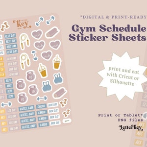 Gym & Fitness Stickers / Pack / Printable / Digital Stickers / Workout Plan/ Bujo Journal Bullet Journal Clip Art