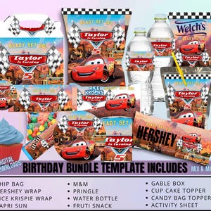 Cars Party Pack Chip Bag, Birthday Treat, Birthday Favor, Birthday Party, Party Favor, Chip Bag Wrapper, Digital Download