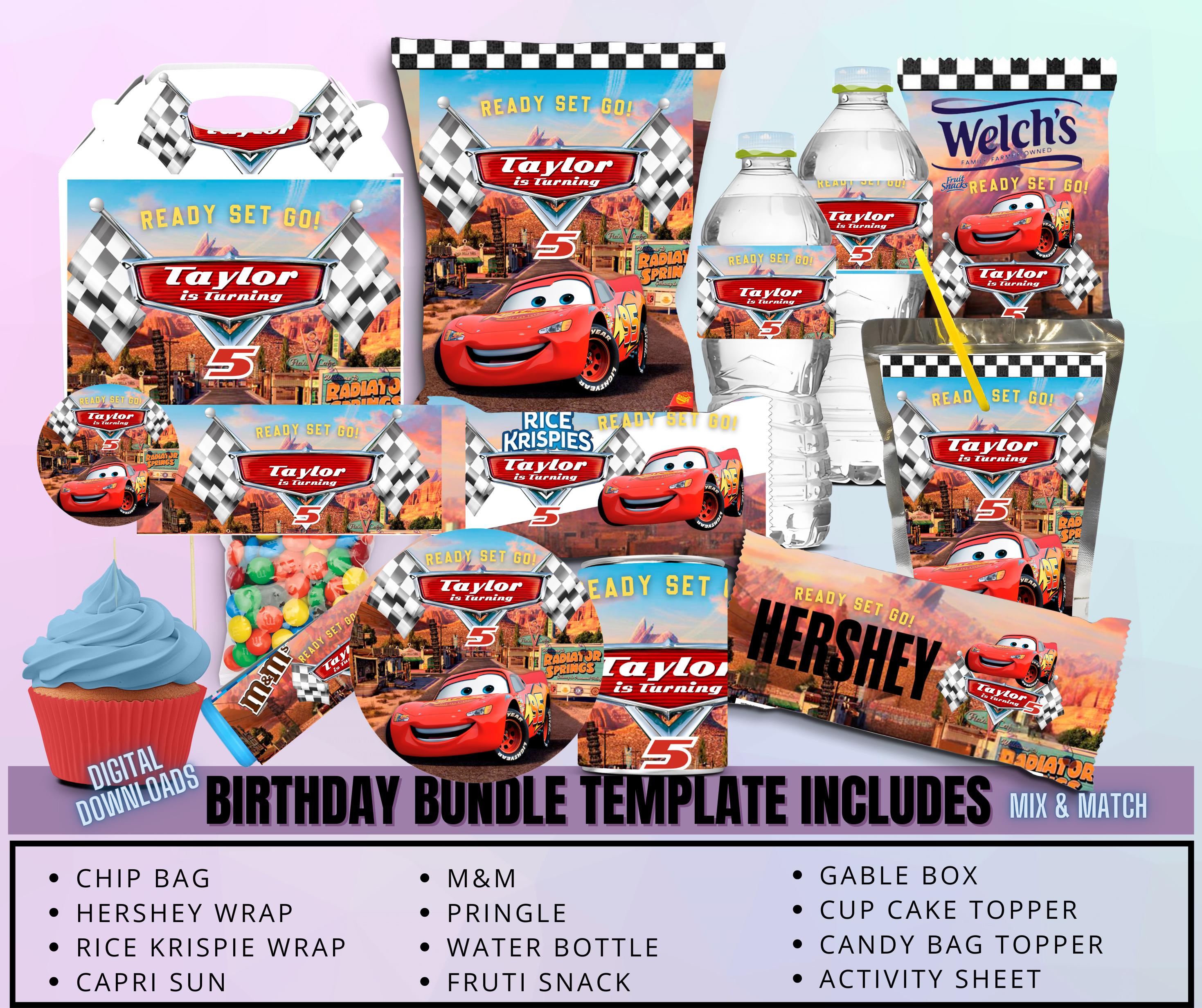 Cars Party Pack Chip Bag, Birthday Treat, Birthday Favor, Birthday Party, Party Favor, Chip Bag Wrapper, Digital Download