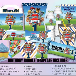Paw Party Patrol Pack Chip Bag, Birthday Treat, Birthday Favor, Birthday Party, Party Favor, Chip Bag Wrapper, Digital Download