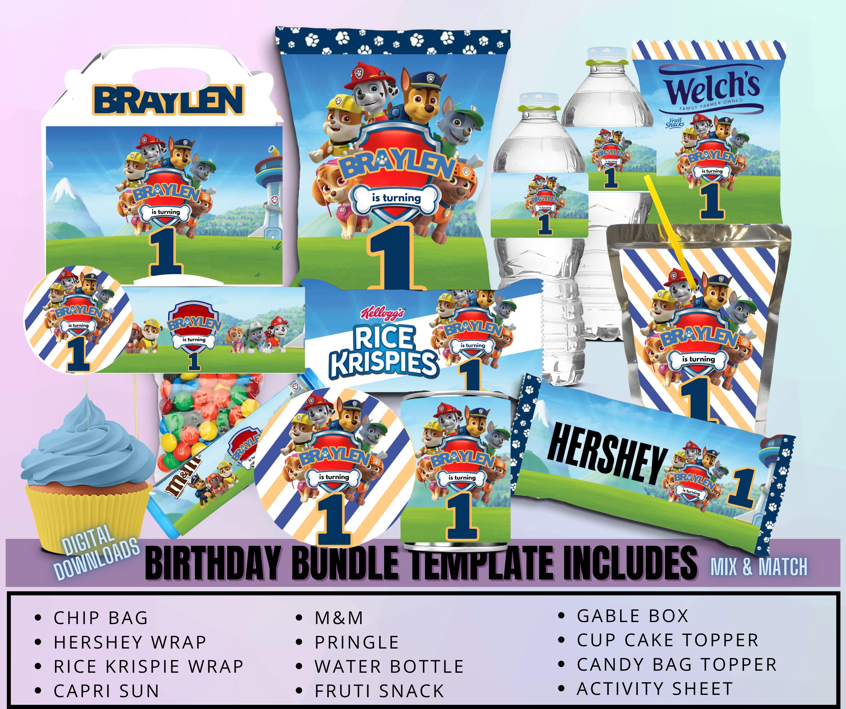 Paw Party Patrol Pack Chip Bag, Birthday Treat, Birthday Favor, Birthday Party, Party Favor, Chip Bag Wrapper, Digital Download