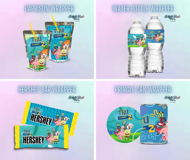 Sponge Wrapper Sponge Bob Partypack Chip Bag, Birthday Treat, Birthday Favor, Birthday ...