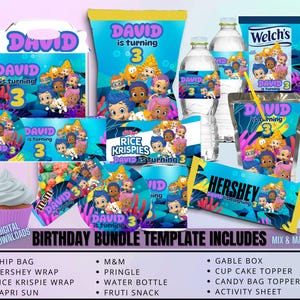 Bubble Guppies Party Pack Chip Bag, Birthday Treat, Birthday Favor, Birthday Party, Party Favor, Chip Bag Wrapper, Digital Download
