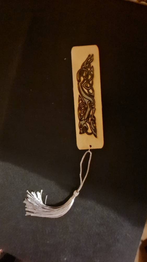 Celtic dragon wooden bookmark