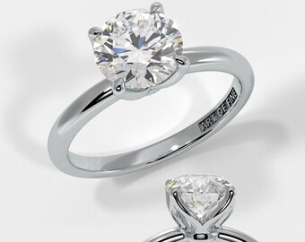 Gracie- 7mm 1.2mm Four Floral Prong Solitaire Forever One Colorless Moissanite Engagement Ring 14K 18K Gold Platinum