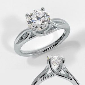 Elaine- 7mm 1.2ct Four Prong Bypass Intertwined Cathedral Shank Solitaire Forever One Colorless Moissanite Engagement Ring