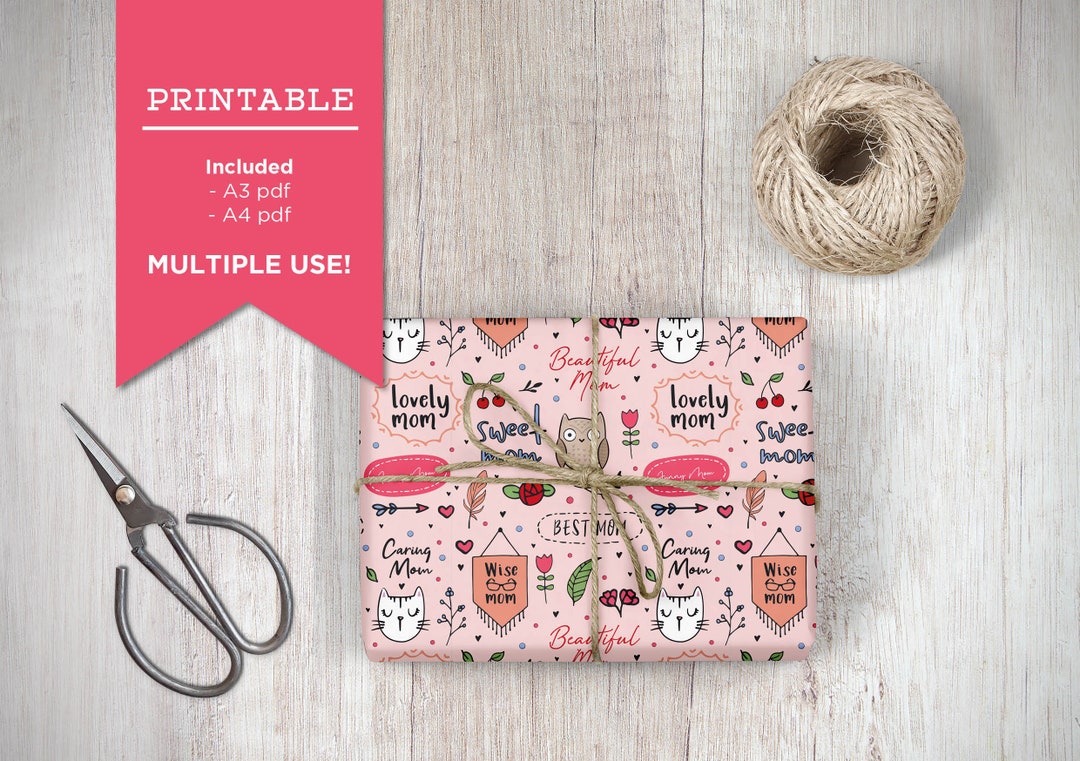Lovely Mothers Day Wrapping Paper Sheet Printable. Etsy