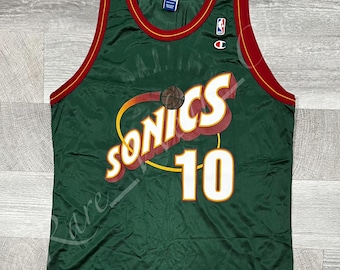 NBA Jersey Seattle Super Sonics Nate McMillan Champion Size 52 2XL Vintage Rare Green