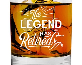 gift ideas for dissertation supervisor Retirement Gifts for Women Men Coworker Boss Supervisor Employee - The Legend Has Retired 11 oz Whiskey Bourbon Lowball Glass