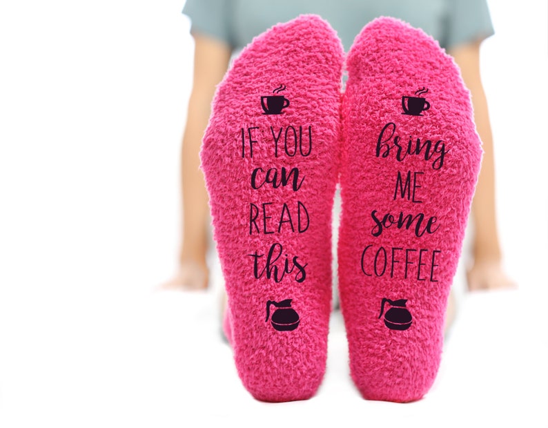 Bring Me Coffee Fuzzy Pink Socks  Novelty Cupcake Packaging.