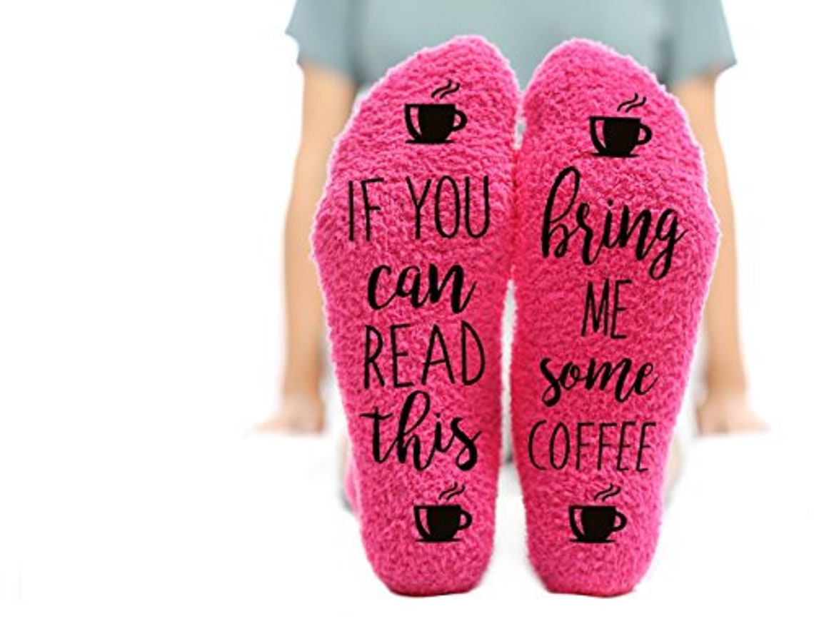 Bring Me Coffee Fuzzy Pink Socks Novelty Cupcake Packaging | Etsy
