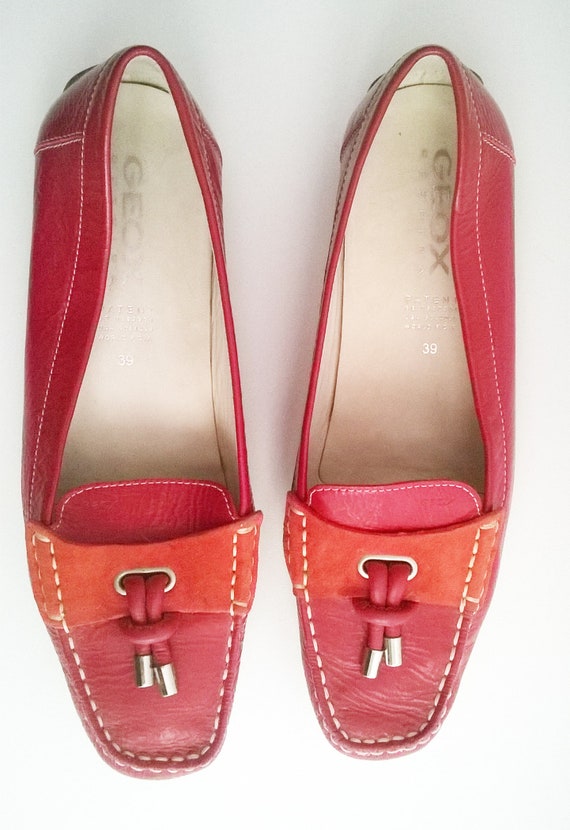 red leather moccasins