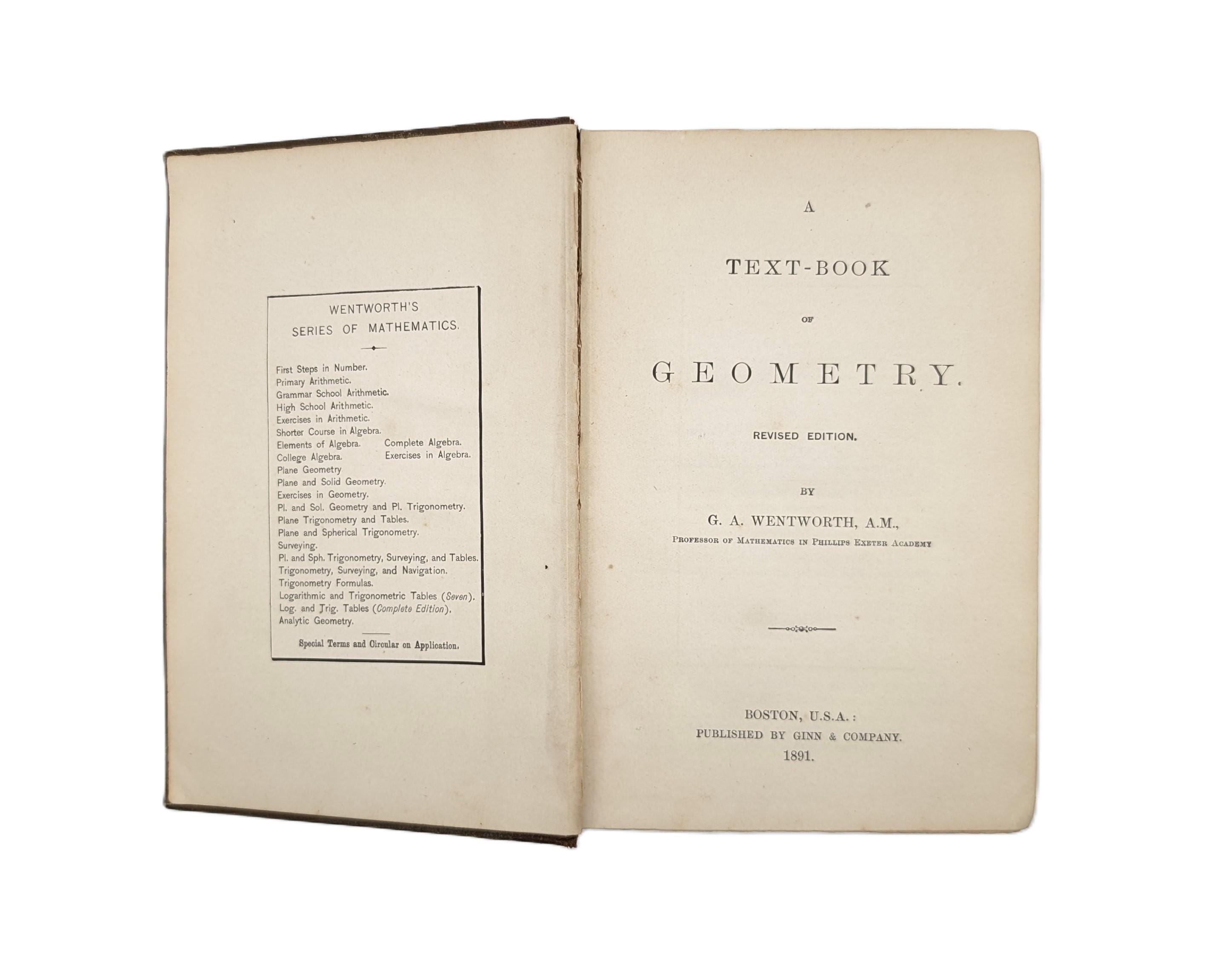 1891 A Text-book of Geometry by G.A. Wentworth Revised Edition - Etsy