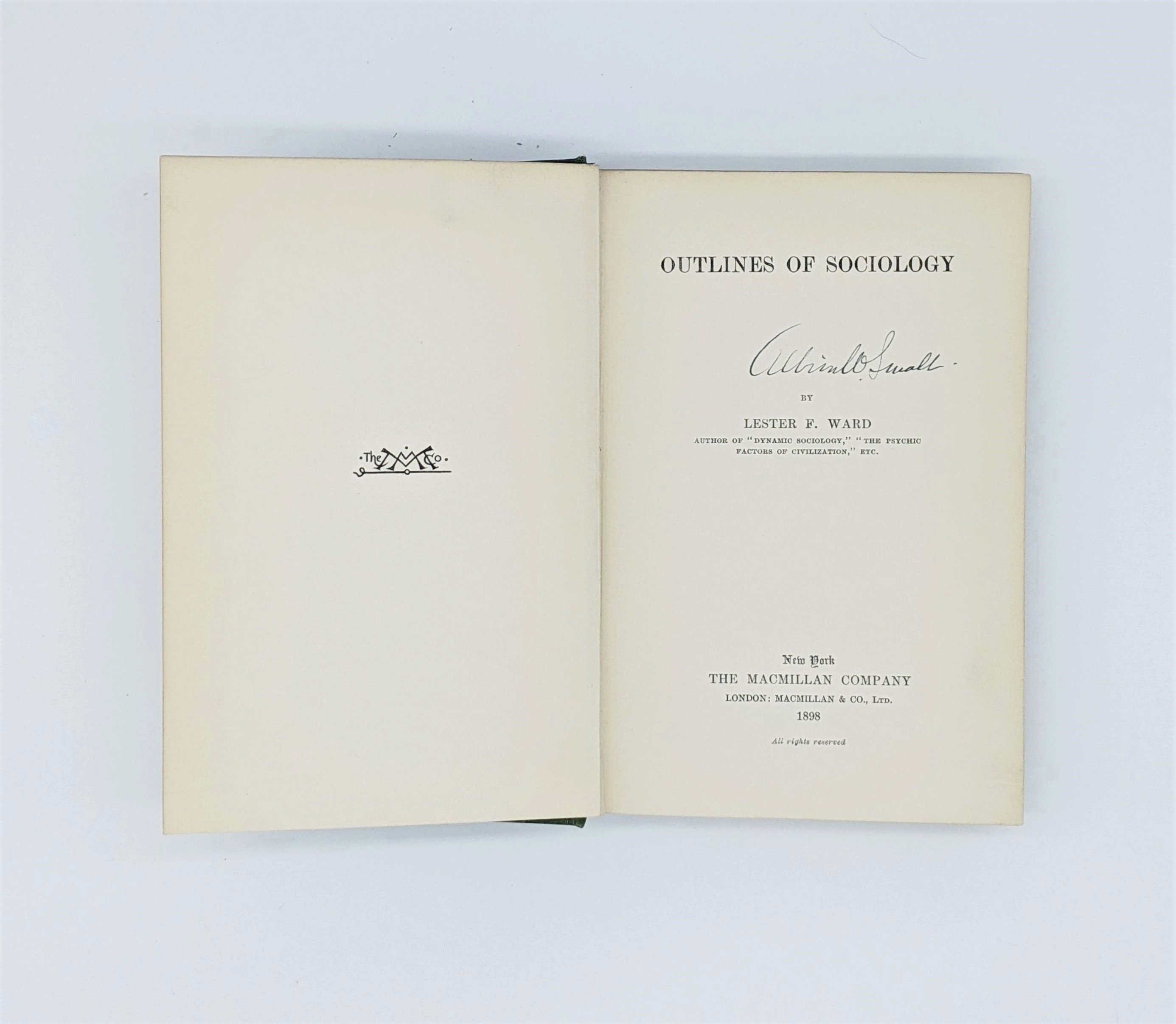 Outlines of Sociology by Lester F. Ward, 1898, Antiquarian College Text Book, RARE