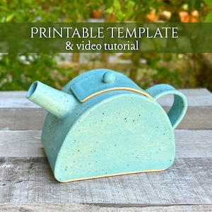 Printable Pottery Teapot Template: Vintage Crescent Shape (PDF Download)