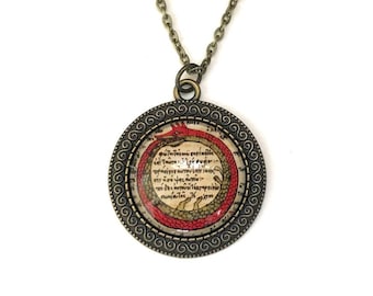 Ouroboros Necklace: Ancient Alchemy Pagan Pendant, 24 inch Chain