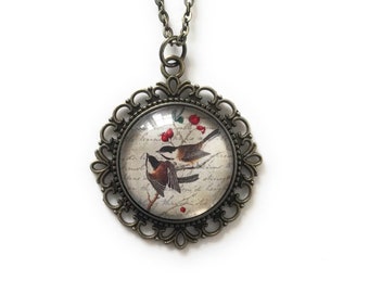Chickadee Necklace for Women - Bird Necklace  - Vintage Style Jewelry - Gift for Women - Victorian Inspired