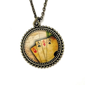 Four of a Kind Aces Necklace for Women - Lucky Pendant - Gift for Poker Player