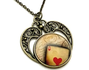 Ace of Hearts Necklace for Women - Heart Shaped Pendant - Lucky in Love