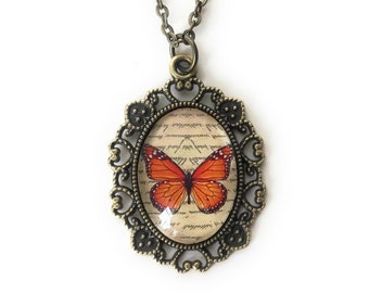 Monarch Butterfly Necklace - Gift for Women - Handmade