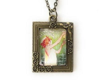 Absinthe Robette Necklace: Vintage Art Nouveau Pendant