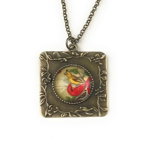 Red Cardinal Necklace, Gift for Women, Vintage Inspired Jewelry,