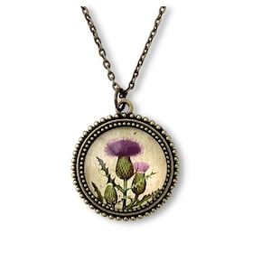 Scottish Thistle Necklace - Gift for Women  - Milk Thistle Jewelry - Handmade Necklace - Flower Jewelry