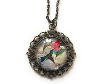 Hummingbird Necklace for Women - Bird Necklace  - Vintage Style Jewelry - Gift for Women - Victorian Inspired