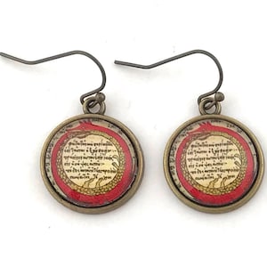Ouroboros Earrings: Antique Brass Alchemy Snake Jewelry