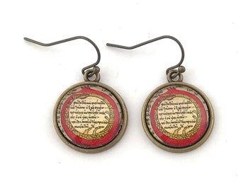Ouroboros Earrings: Antique Brass Alchemy Snake Jewelry