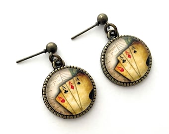 Aces Earrings for Women - Playing Card Jewelry - 4 Suits - Poker Player
