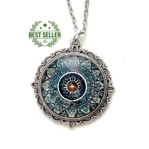 Blue Mandala Necklace - Boho Jewelry  - Gift for Women - Meditation Jewelry