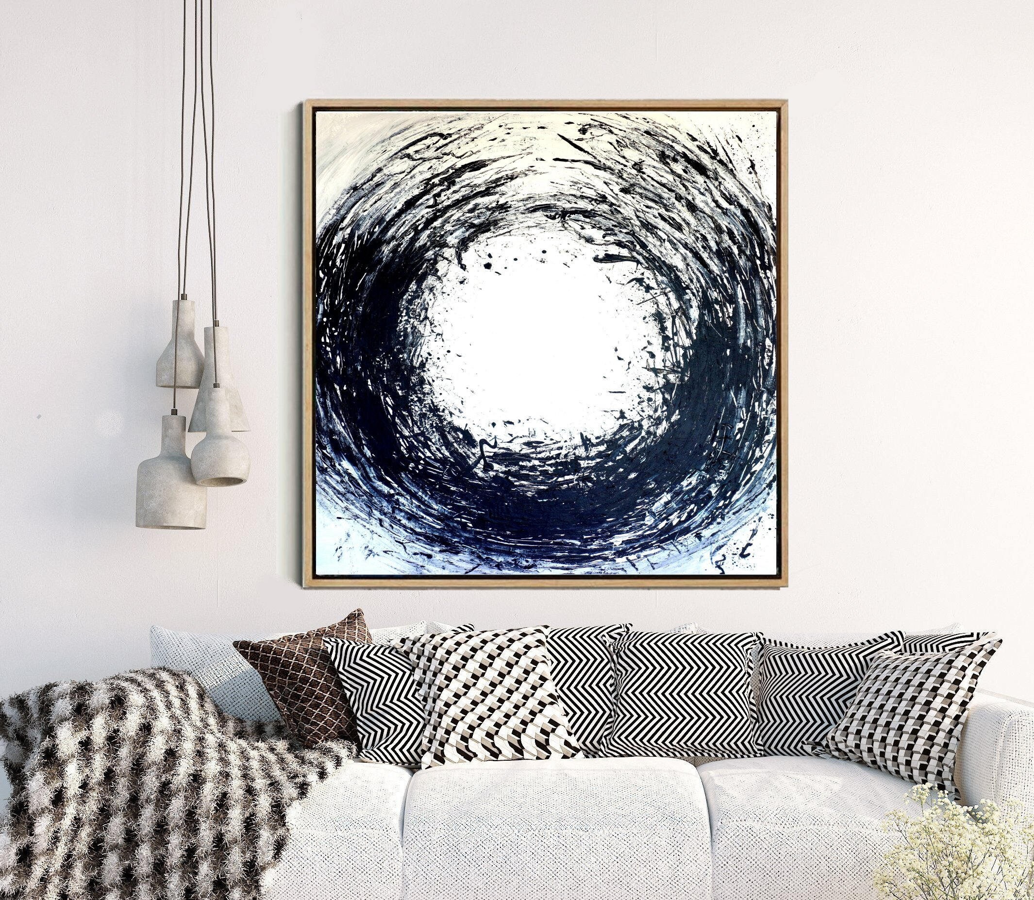 Zen Circle Abstract Wall Art Black And White Art Minimalist | Etsy