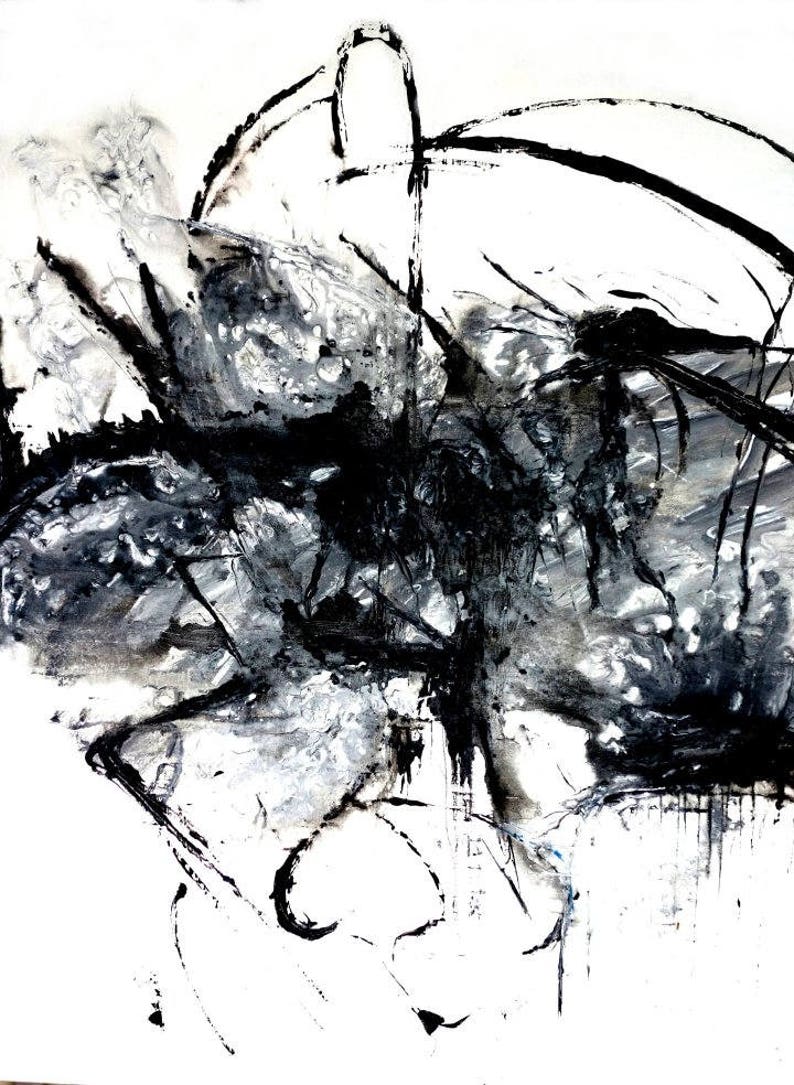 Abstract Art Set of 3 Prints Black and White Wall Art Etsy