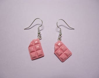 Light Pink Strawberry Choco Earrings