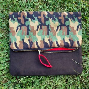 Camo and Black Folded clutch.