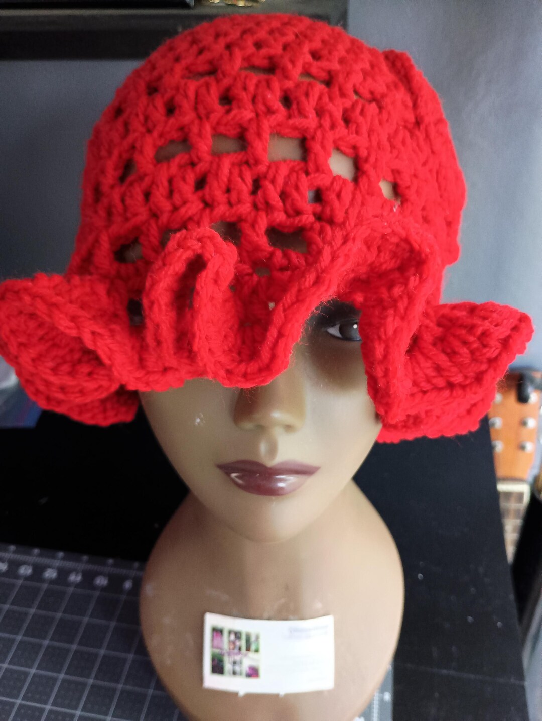 Hat Ruffles Red Red Crochet Ruffle Bucket Hat - Etsy
