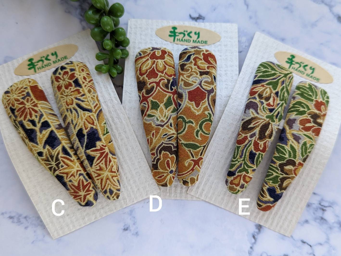 One Pair of Snap Barrettes Japanese Silk Kimono Fabric Etsy