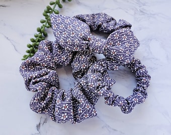 Silk Kimono Scrunchie, Japanese Upcycled Silk Kimono Ponytail Holder, Skinny, Regular, Volume, with a Bow, 100% Silk, Gift for Her