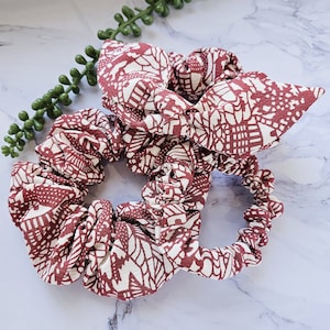 Silk Kimono Scrunchie, Japanese Upcycled Silk Kimono Ponytail Holder, Skinny, Regular, Volume, with a Bow, 100% Silk, Gift for Her