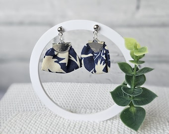 Handmade Earrings Using Japanese Silk Kimono Fabric / Stainless Steel Earring Findings, Gift for Her