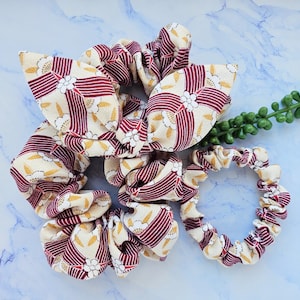 Silk Kimono Scrunchie, Japanese Upcycled Silk Kimono Ponytail Holder, Skinny, Regular, Volume, with a Bow, 100% Silk, Gift for Her