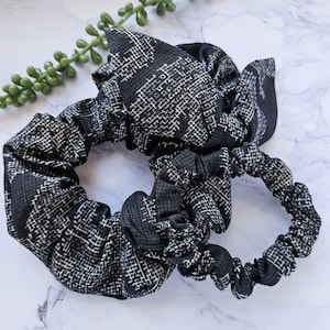 Silk Kimono Scrunchie, Japanese Upcycled Silk Kimono Ponytail Holder, Skinny, Regular, Volume, with a Bow, 100% Silk, Gift for Her